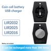 Rechargeable Button Battery Charger with TypeC Cable for Toys and Gadgets LIR2032 2025 2016 Batteries Charging Adapter
