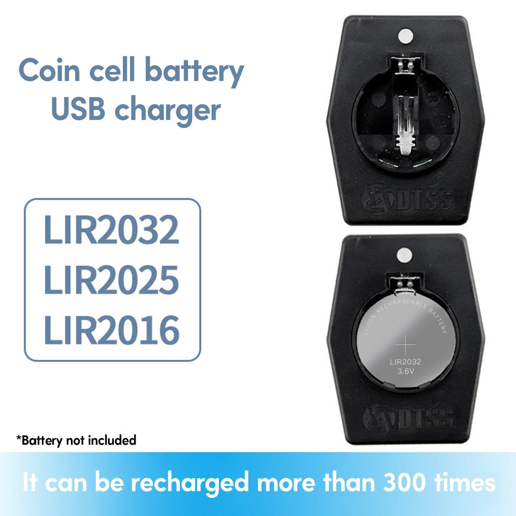 Universal Rechargeable Button Battery Charger with TypeC Cable for LIR2032 2025 2016 LIR2032H Batteries
