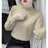 Lace Shirt for Women, Thickened and Plush, Half-high Collar, Fashionable and Elegant, Autumn and Winter Innerwear