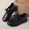 Versatile Work Shoes Women's Black Flat-soled Soft-soled Non-slip Women's Leather Shoes Spring and Autumn New Mother Shoes Lace-up Single Shoes