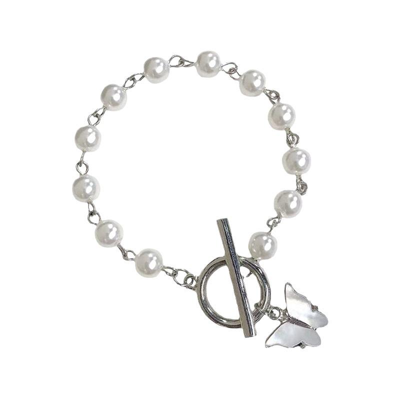 Японский и корейский браслет из жемчуга с бабочкой-феей: Элегантные, Универсальные Ретро Украшения для Женщин и Студентов