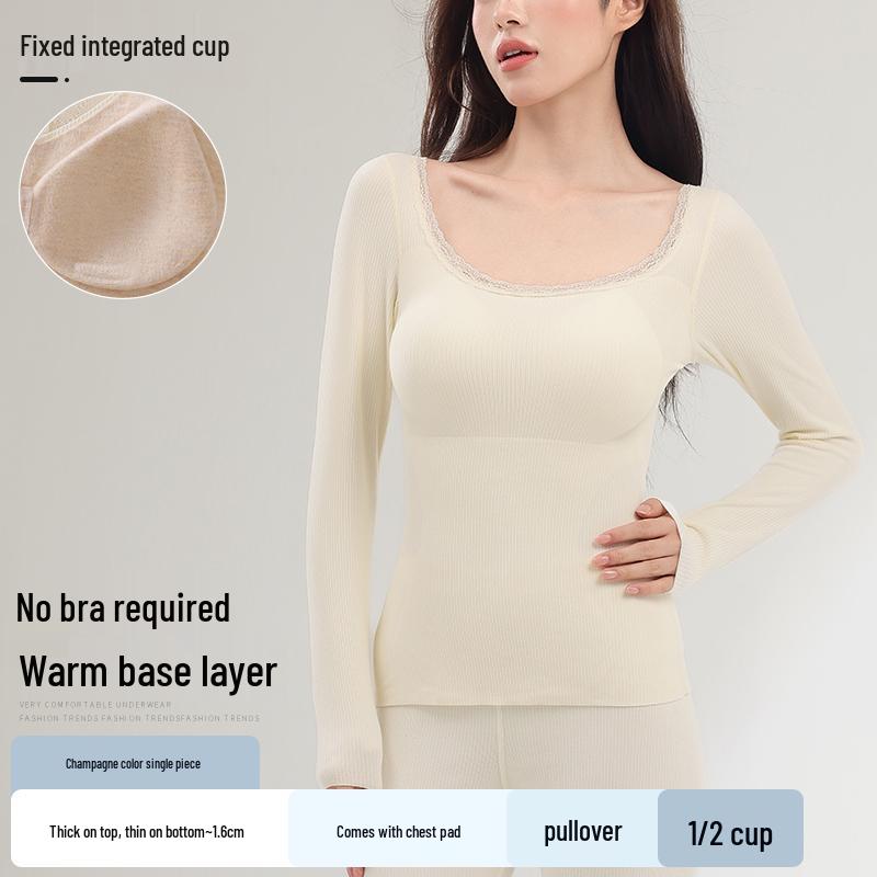 Sentimental Cat Women's Warm Vest with Chest Pads, Cashmere Silk, Enhances Bust, Autumn/Winter Slim Fit Innerwear