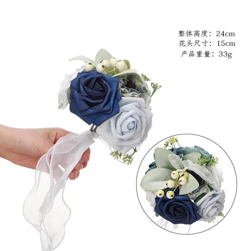 Bridesmaid Gold Hoop Bouquet for Wedding Bridal Shower Ceremony Artificial Rose Flower Hoop Wreath Front Door Wall Decoration