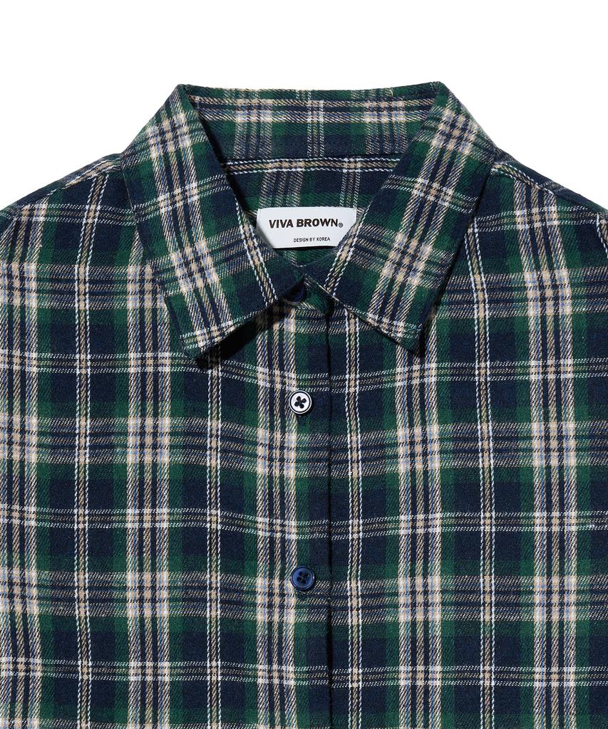 VIVABROWN 85-Viva079 Зеленая клетчатая рубашка с длинным рукавом Slim Fit Geeks