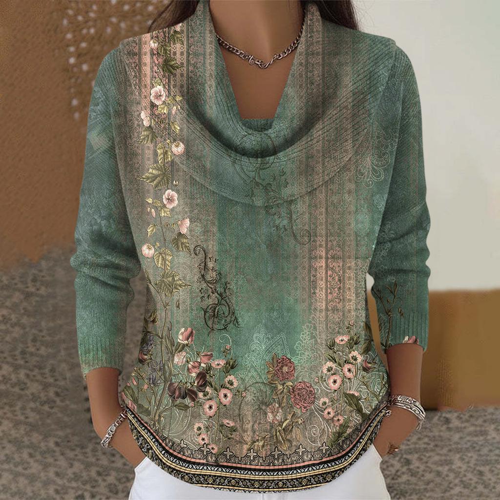 Женский повседневный и модный свитер с круглым вырезом, длинными рукавами и принтом