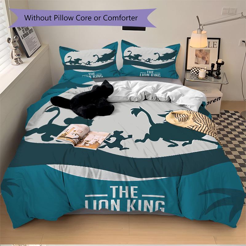 3pcs set Lion King1pc of quilt cover+2pcs of pillowcase, no core, print bedding, All Seasons Bedroom Setting023