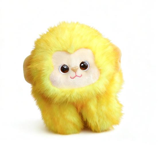 Pull-String Tail Wagging Cat Wristband Monkey Plush Slap Bracelet Toy with Moving Tail Portable Animal Doll Kids Gift