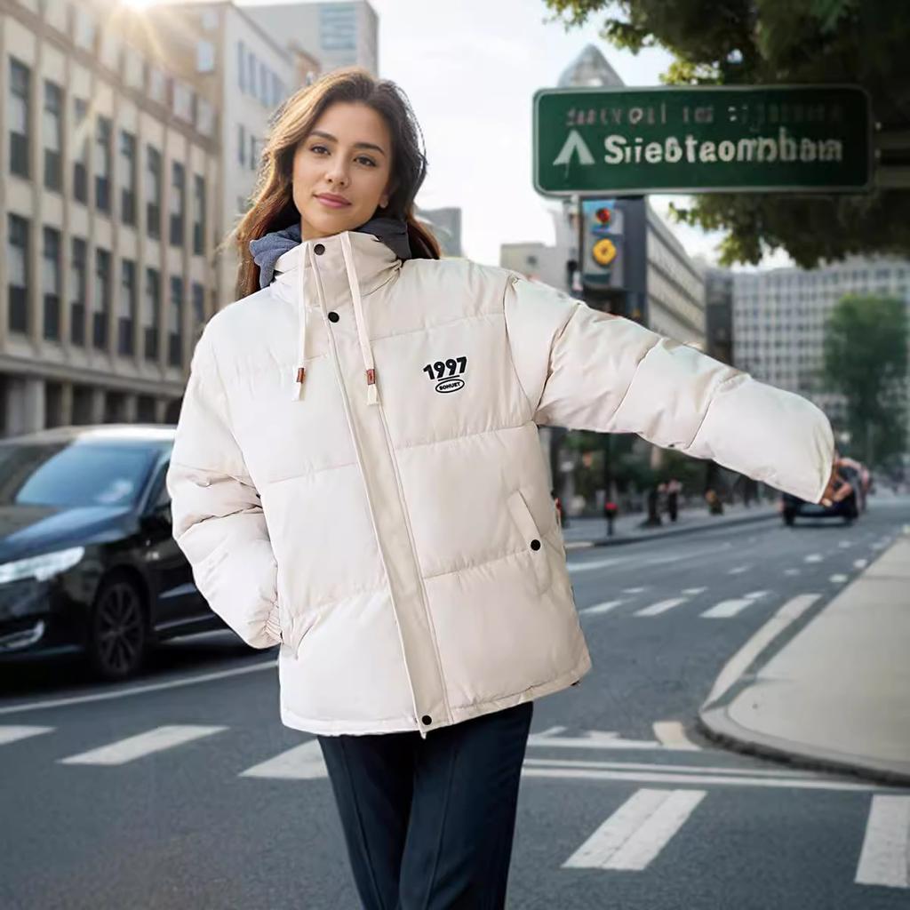 Поддельная женская одежда из двух частей, новая зимняя пуховая одежда для девочек, утепленная куртка из хлеба.