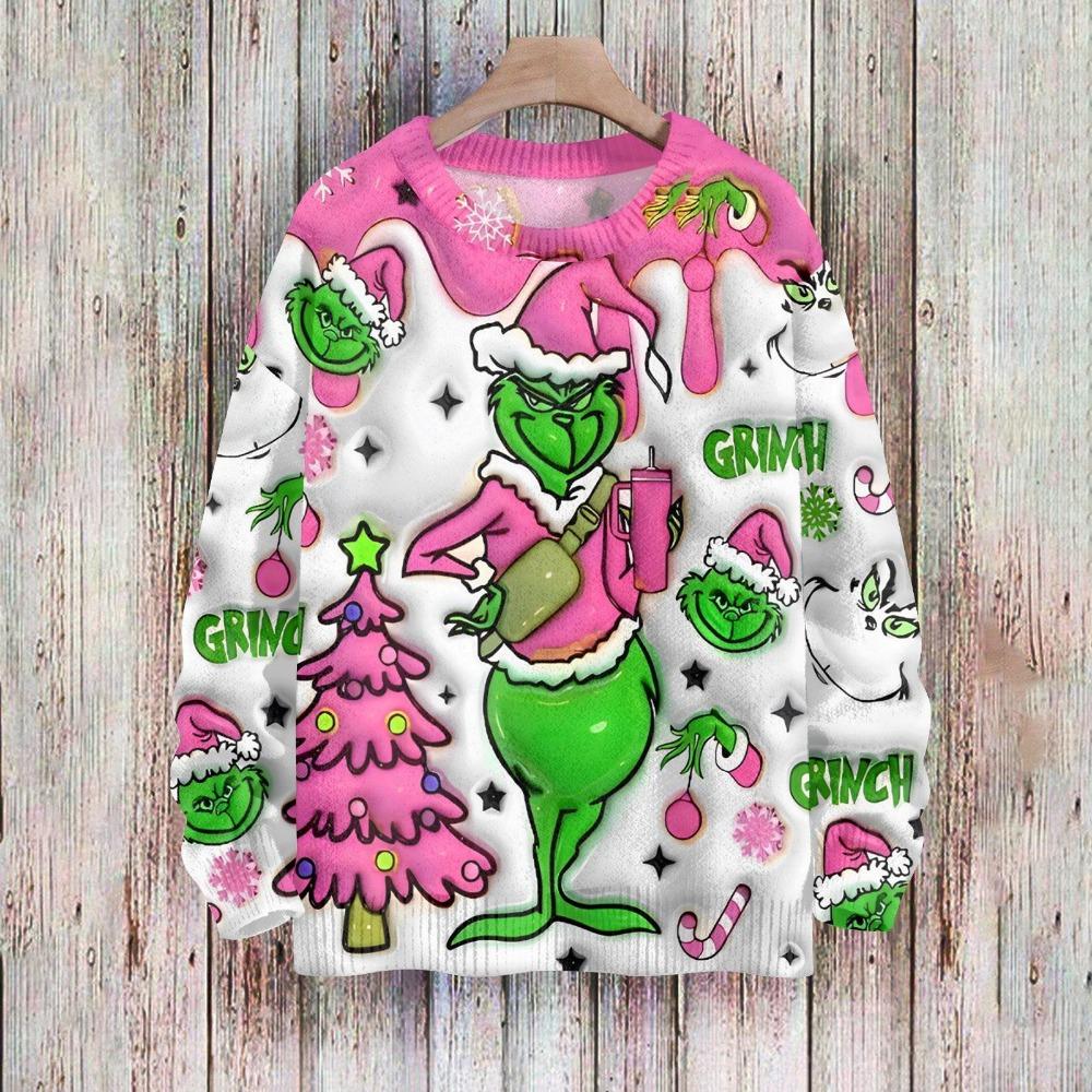 Christmas Fashion Men Women's T-shirt Green Monster Print O-Neck Pullover Top Casual Outdoor Sweatshirt Kids Tees Top Clothing