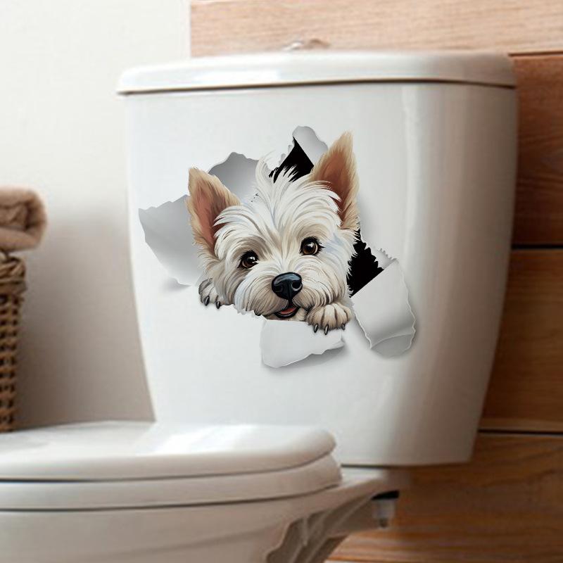 Наклейка на унитаз с изображением мультяшного кота, украшение для ванной комнаты и туалета, водонепроницаемая 3D-самоклеящаяся наклейка на крышку унитаза