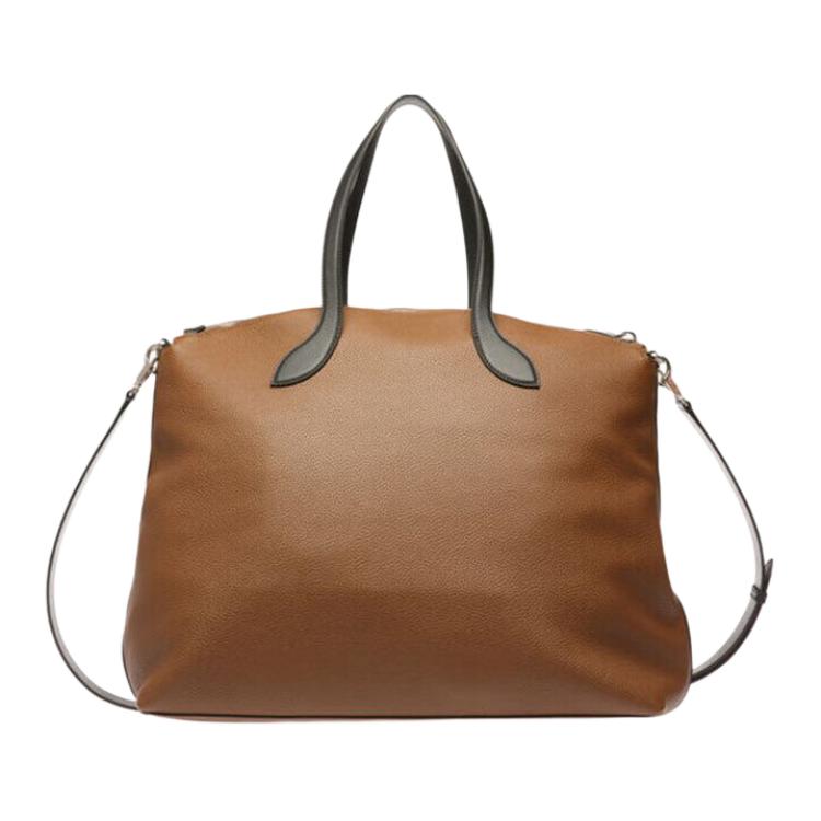 Bally Color Block Design Zipper Closure Calfskin Crossbody Tote Bag Men Bags Brown 6305091
