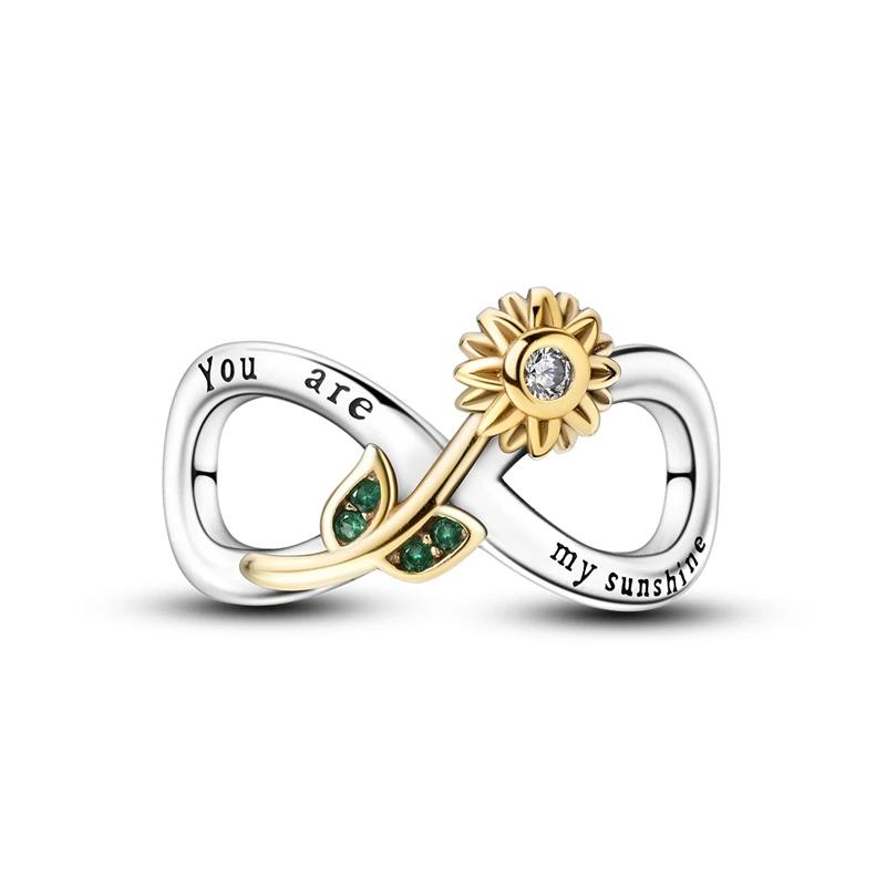 New Collection Copper Sisters Bear Flower Charms Bead Fit Original Bracelet Jewelry For Woman Diy Gift