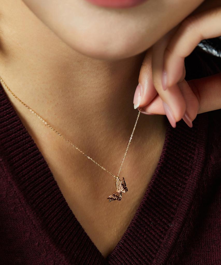 Helene Jewelry 14K Whisper Butterfly Chain Gold Necklace