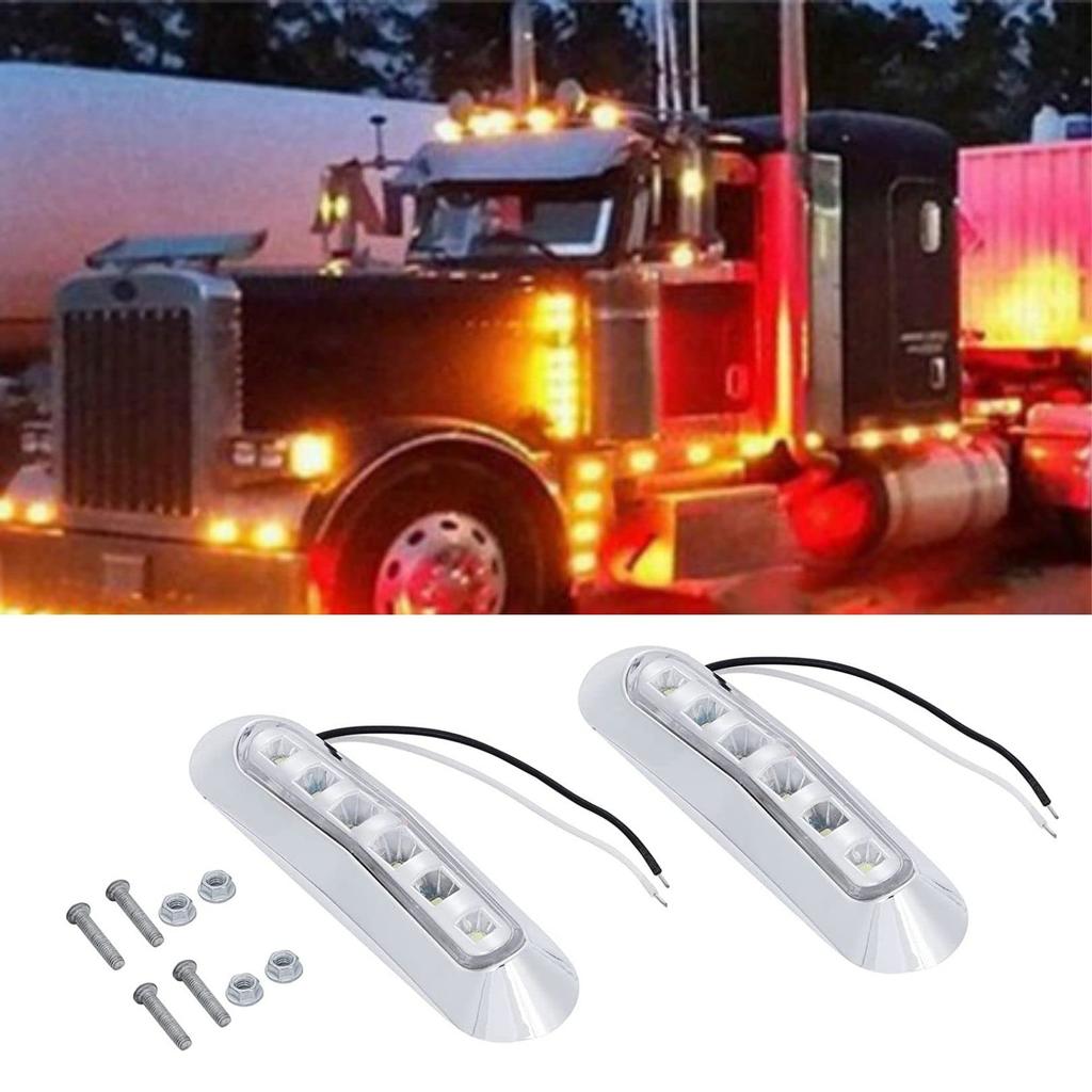 Габаритный фонарь, белый светодиод - 24 В, боковой фонарь для грузовика, плечевой фонарь, 6 рядов светящийся, хромированный