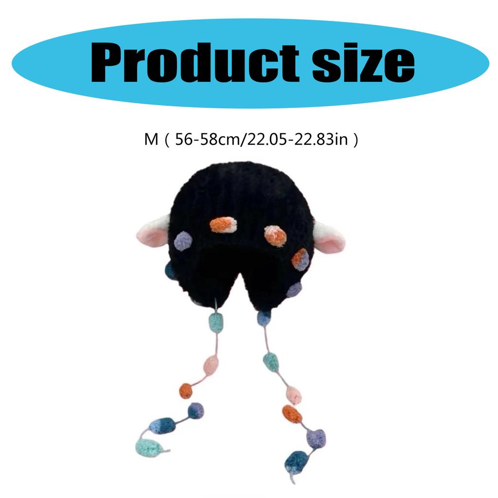 Lovely Plush Sheep Ear Hat with Warm Earflap Winter Activity Hat for Women Girl Pullover Hat Ear Protective Trapper Hat