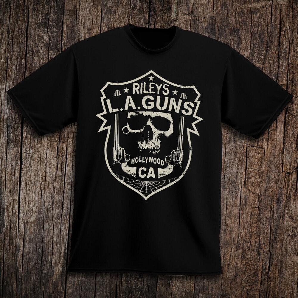 LA GUNS Группа Голливуд Калифорния Хлопок Черный Все Размеры Мужчины Женщины Рубашка Унисекс Футболка