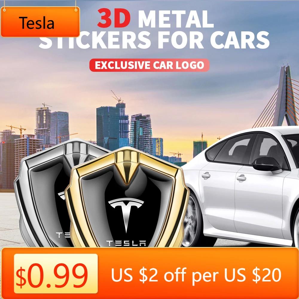 Автомобильная наклейка Tesla 1/2 шт. 3D Металлические наклейки на кузов автомобиля Индивидуальные значки Декорация Автоаксессуары Для Tesla Model 3 Y X S Roadster Cy