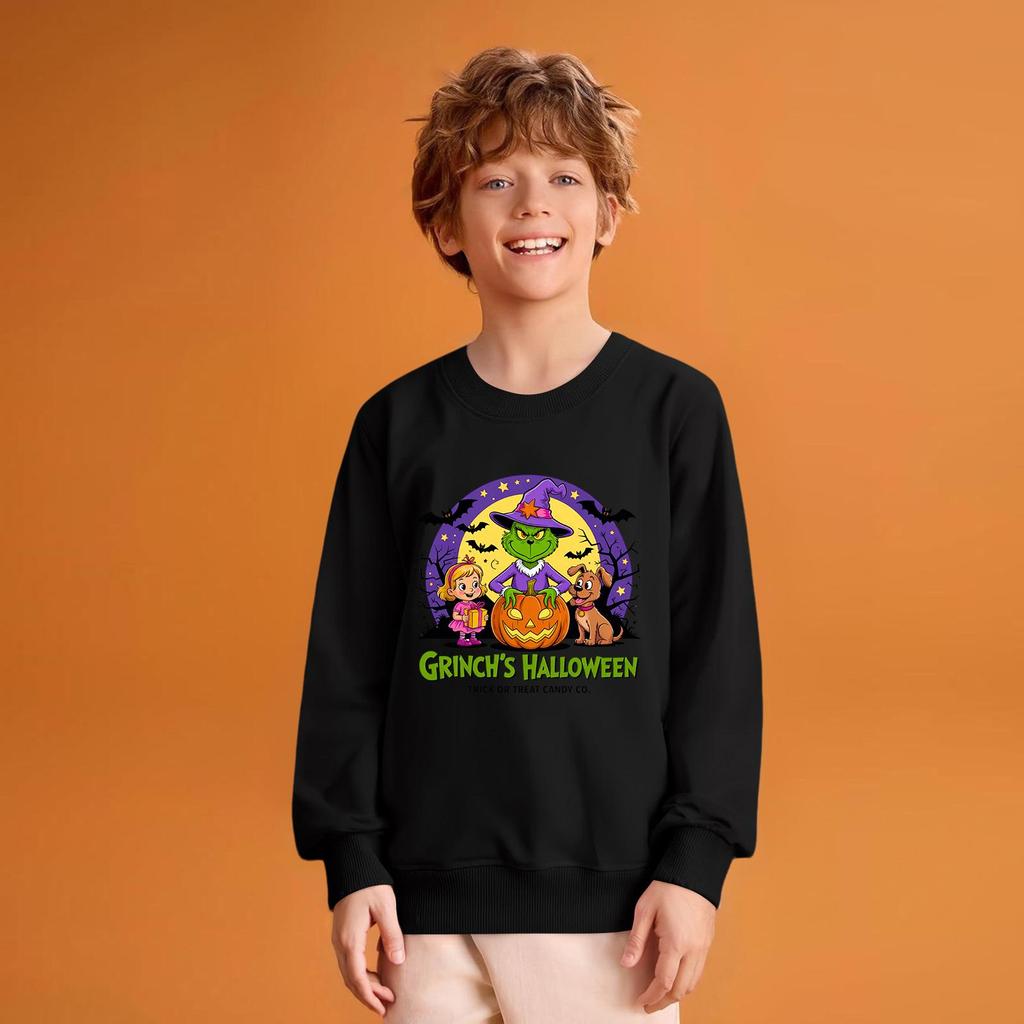 Kids' Fashion Loose-Fit Casual Long-Sleeve Christmas Print Oversized Crewneck Sweatshirt