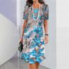New women's dress with floral print, summer elegant dress, Femle short sleeved dress, fashionable oversized clothing