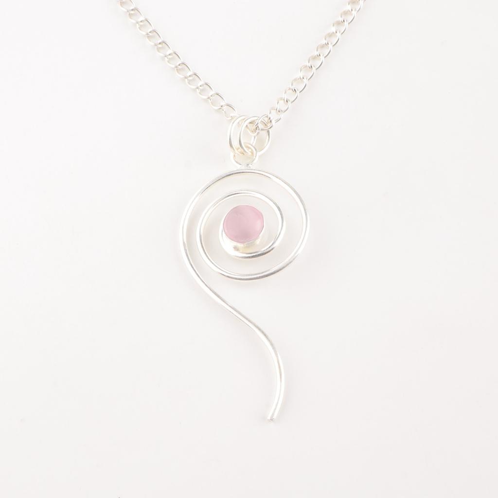 Pink Cat's Eye Gemstone 925 Sterling Silver Jewelry Handmade Pink Stone Pendant PP-42-48