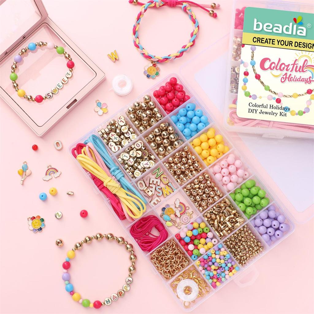 865Pcs Jewelry Kit Acrylic Beads for Bracelet Necklace Colorful DIY Accessories Jewelry Making