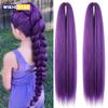 Фиолетовые волосы для плетения 14 дюймов короткие предварительно растянутые волосы прямые текстура яки синтетические наращивания волос мягкость,