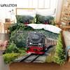 Постельное белье с рисунком поезда, пододеяльники, наборы постельных принадлежностей с 3D-принтом, постельное белье размера «queen size», модный дизайн