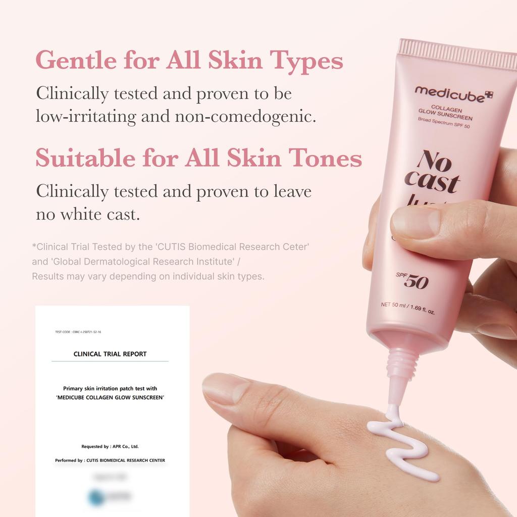Medicube No Cast Just Glow Коллагеновый Glow Солнцезащитный Крем 50мл SPF 50 Широкий Спектр Солнцезащитное Средство для Лица