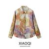 Fashion Style 2024 Spring New Women's Clothing Temperament Wild Blended Print Satin Shirt 2784140 330