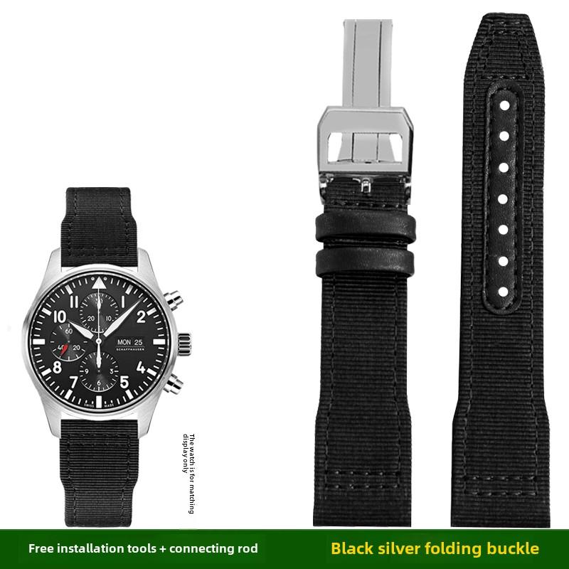 Для IWC Pilot Нейлоновый ремешок из натуральной кожи для часов IWC Mark 18 Balack Aces Portuguese оригинальный плетеный холщовый ремешок Браслет