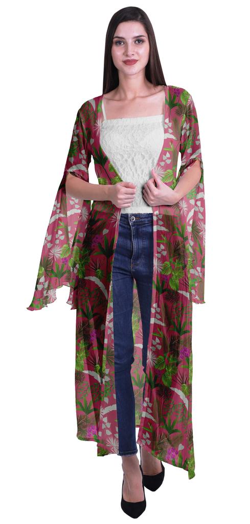 Moomaya Пляжная накидка с открытым передом из принтованного жоржета и разрезами на рукавах