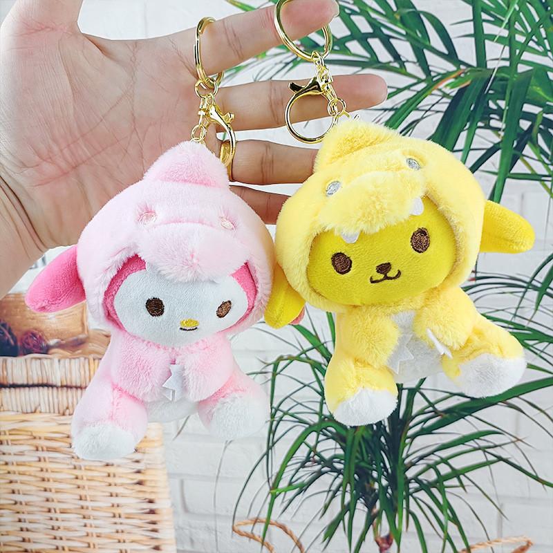 Soft And Fluffy Sanrio Plush Keychains Kuromi Cinnamoroll Melody Collectibles