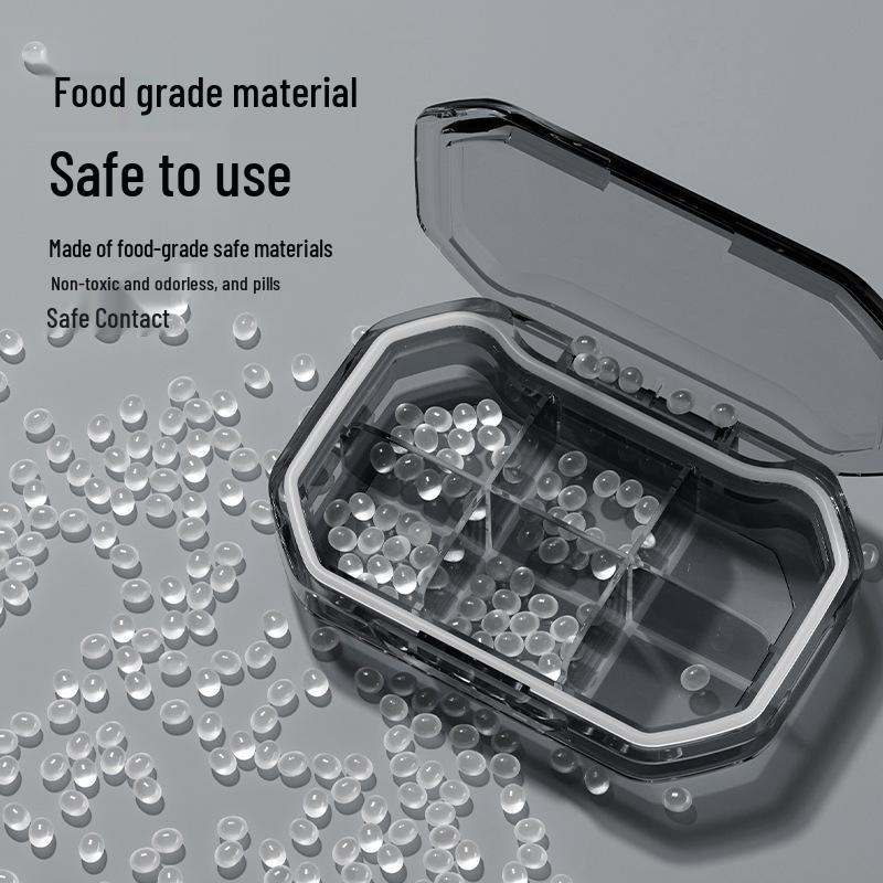 Compact Moisture-Proof Travel Pill Organizer: Sealed Silicone, Weekly Compartments for Tablets & Capsules