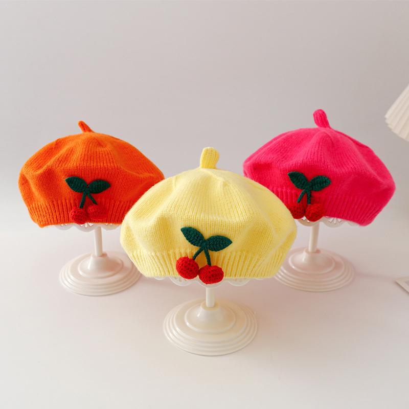 Милый детский вязаный берет вишневого цвета, детская зимняя теплая шапочка для малышей, детские шапочки, модная милая детская ветрозащитная шапка, подарки