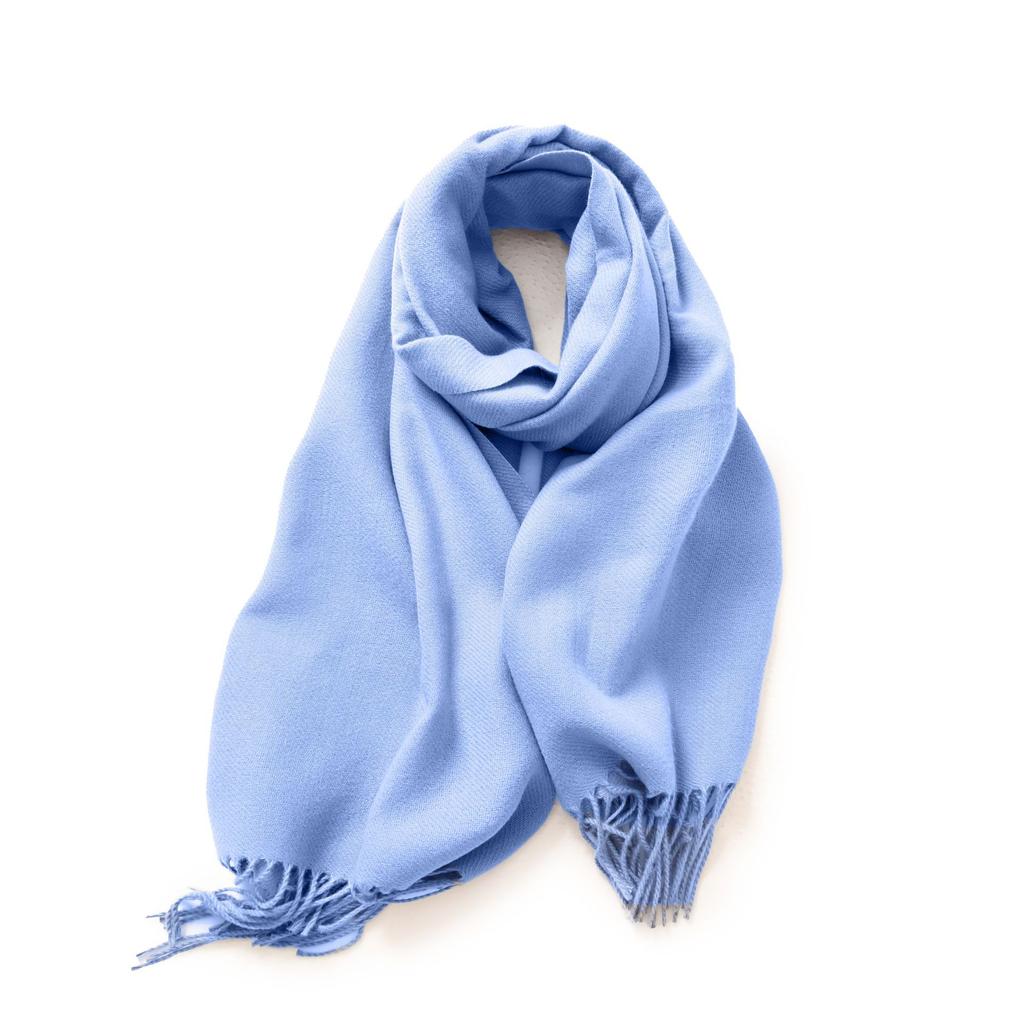 Double-Sided Solid Color Macaron Scarf For Women, Imitation Cashmere Tassel To Keep Warm In Winter
