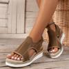Summer Wedges Sandals for Women's Plus Size 43 Shoes Woven Breathable Mesh Hollow Open Toe Elastic Band Comfor Light Sandalias