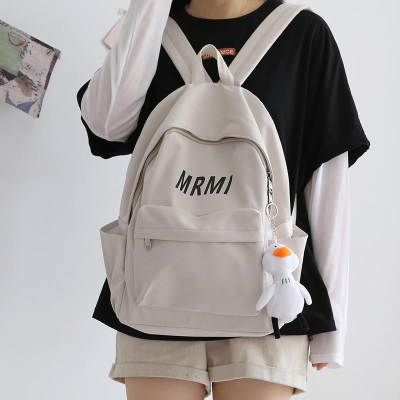 Student Cute Backpack Small White Duck Pendant Backpack Travel Bag
