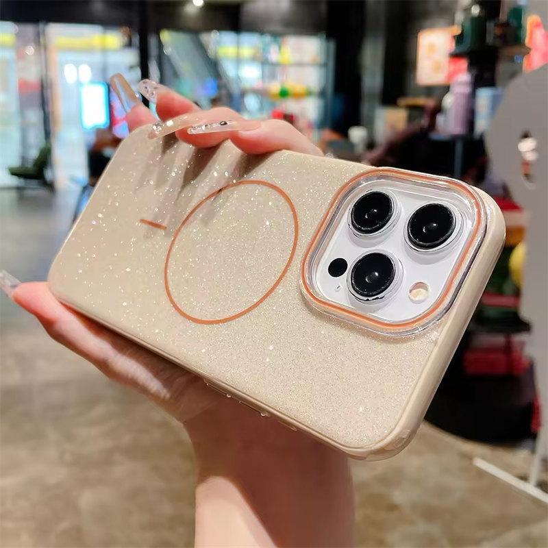 Роскошный блестящий чехол Magsafe Magnetic Case для iPhone 16 13 15 14 Pro Max Wireless Charge Мягкий силиконовый противоударный чехол