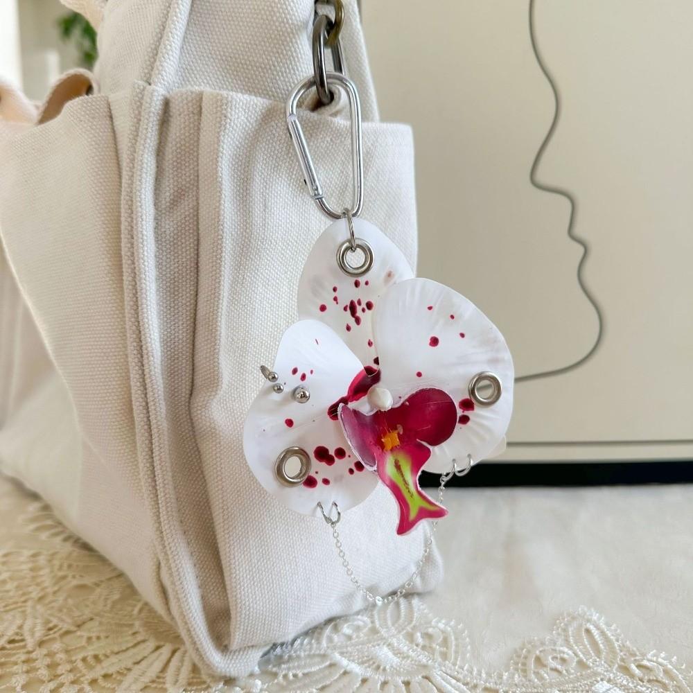 Ornament Orchid Flower Pendant Elegant Flower Bag Accessories Butterfly Orchid Key Ring  Backpack