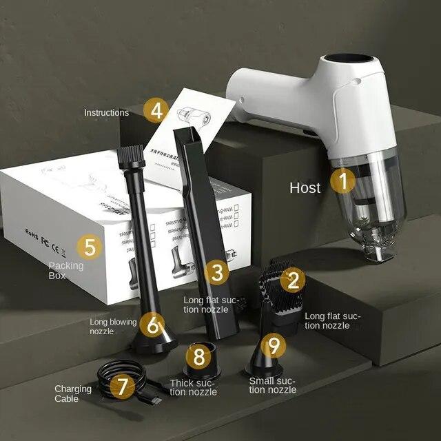 2024 15000pa Car Mounted Wireless Vacuum Cleaner Integrated Blowing Suction Functions High-power Household Handheld Portable Vacuums Cleaners