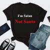 Я Сатана, а не Санта, женская футболка с надписью «Я Сатана, а не Санта», короткий рукав, свободная женская футболка с круглым вырезом, женские футболки, топы, женские рубашки