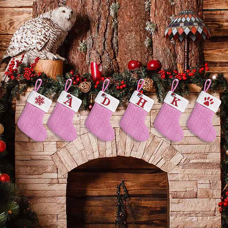 3d Pendant Gift Bag Letter Embroidered Gift Pendant Christmas Tree Decoration Pink Christmas Socks