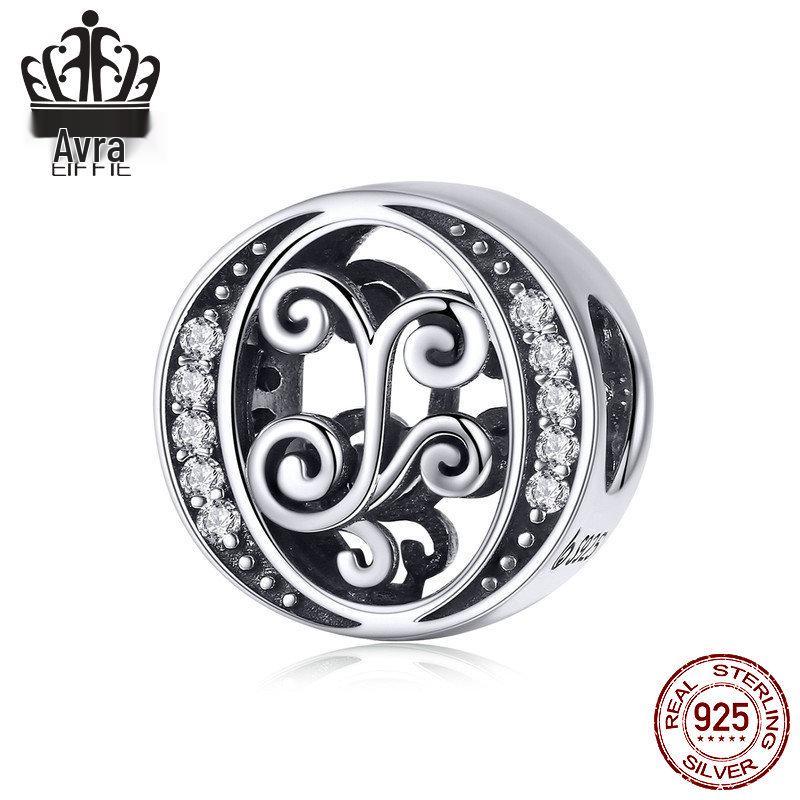 Avle Браслет из стерлингового серебра 925 пробы с английскими буквами и бусинами