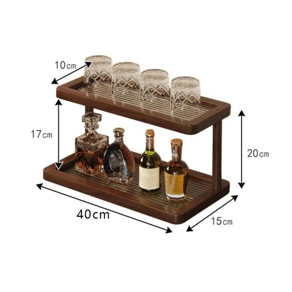 2-Tier Desktop Display Shelf Chinese Style Clear Acrylic Bottom Countertop Shelf Bamboo Non-Tip Sundry Storage Rack