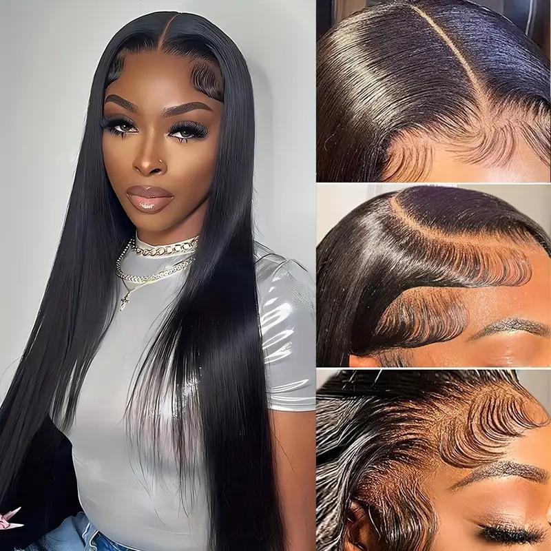 Front lace wig, black medium division long women European and American, fluffy natural fashion full hair set in stock
