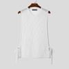 INCERUN Summer Men Sleeveless Side Lace-up Hollow See Through Beach Tank Tops