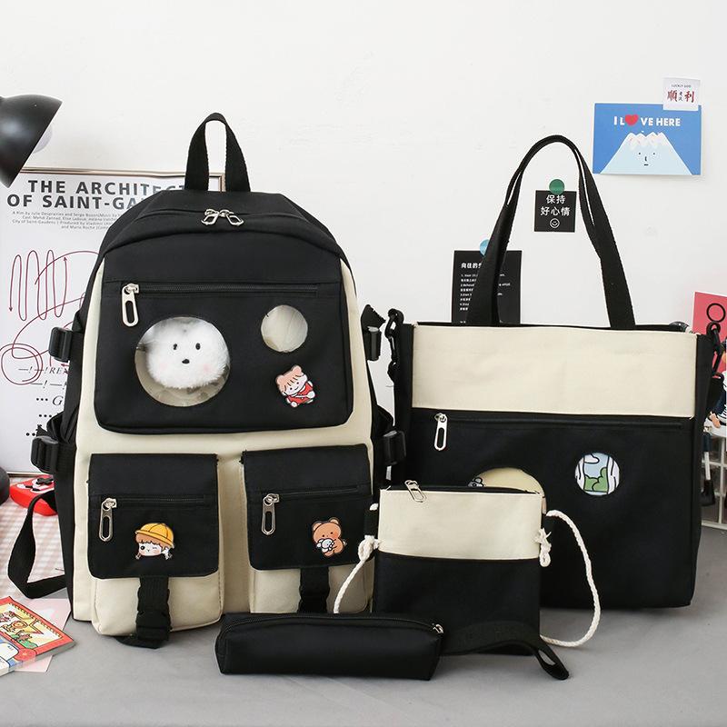 4 шт. Наборы канва школьный рюкзак большой емкости для девочек женский рюкзак школьная сумка студентка колледжа свежий рюкзак для девочек