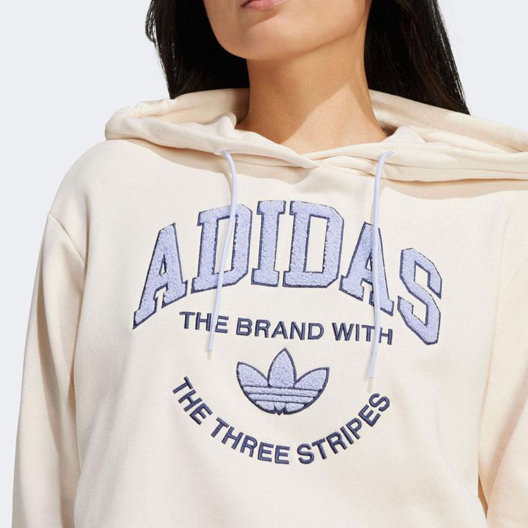 adidas Оригиналы Vrct с буквенным логотипом и вышивкой, свободная толстовка с длинными рукавами, женская толстовка с капюшоном, бежевая, IR6035