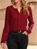 2023 Autumn/Winter Women's Solid Color V-Neck Long-Sleeve Shirt
