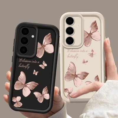 Для Samsung S25 S24 S26 S22 Ultra Plus S23 S21 S20 Fe A55 A54 A53 A52 A35 A15 5g A17 A37 A57 Противоударный силиконовый мягкий чехол-бампер с узором «Бабочка»